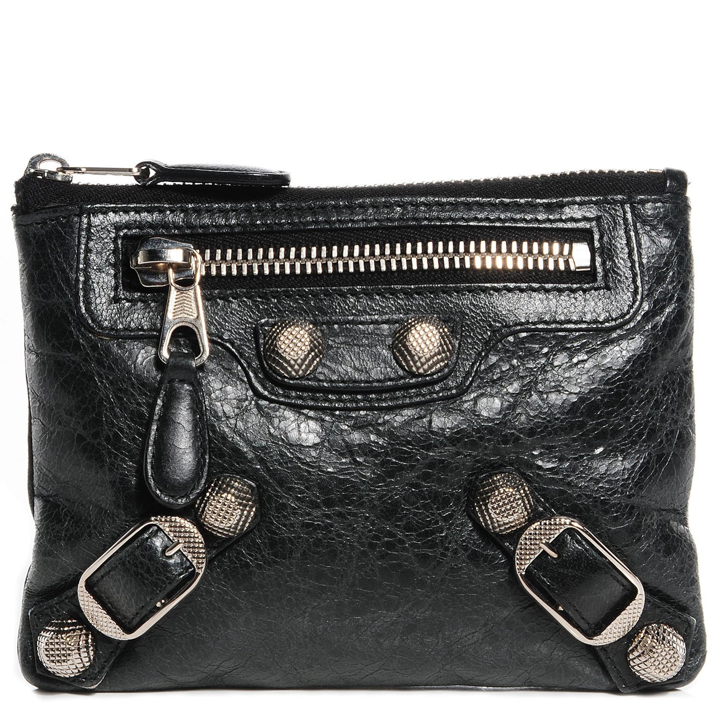 Agneau Giant Silver Hardware M Porte-Monnaie Coin Purse Black