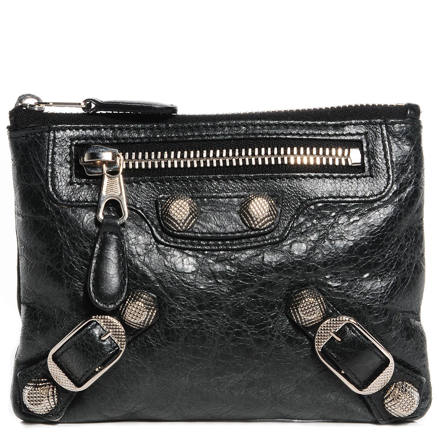 Balenciaga Agneau Giant Silver Hardware M Porte-Monnaie Coin Purse Black 1 of 12