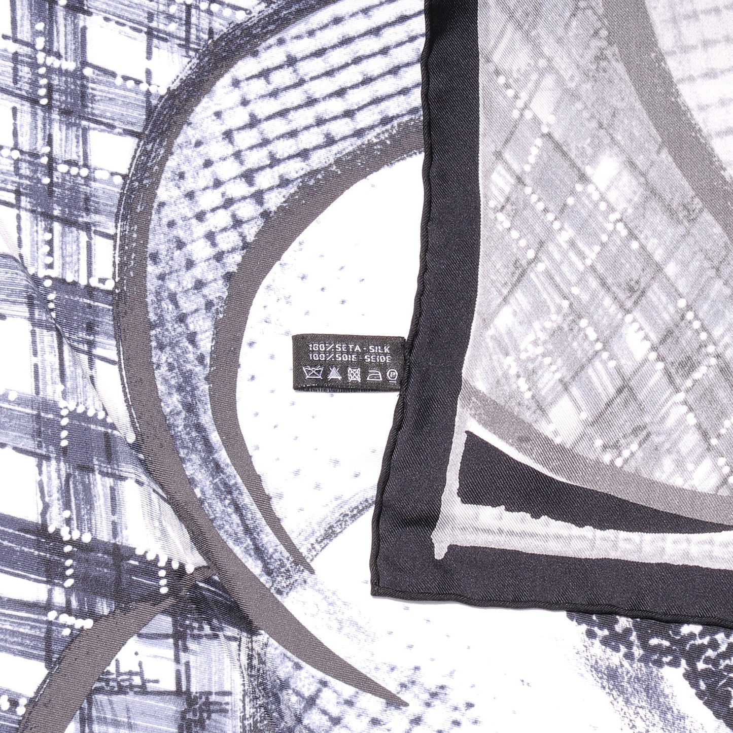 Silk Camellia Flower Scarf Black CC