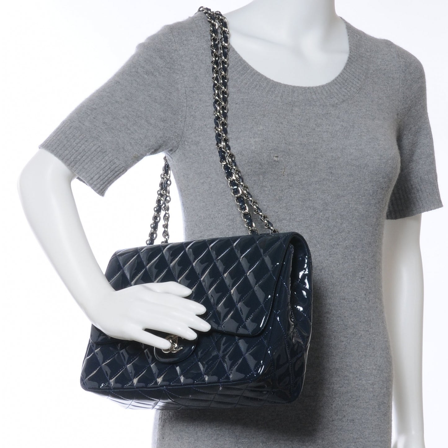 Patent Jumbo Single Flap Navy