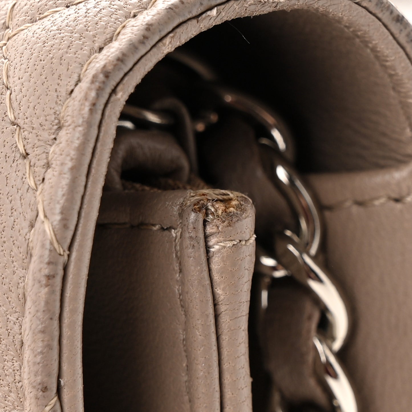 Lambskin Quilted Wallet On Chain WOC Taupe