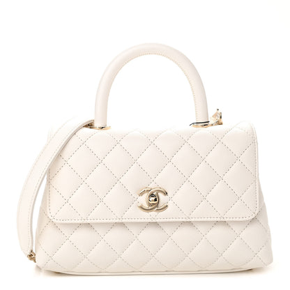 Chanel Caviar Quilted Mini Coco Handle Flap White 1 of 15
