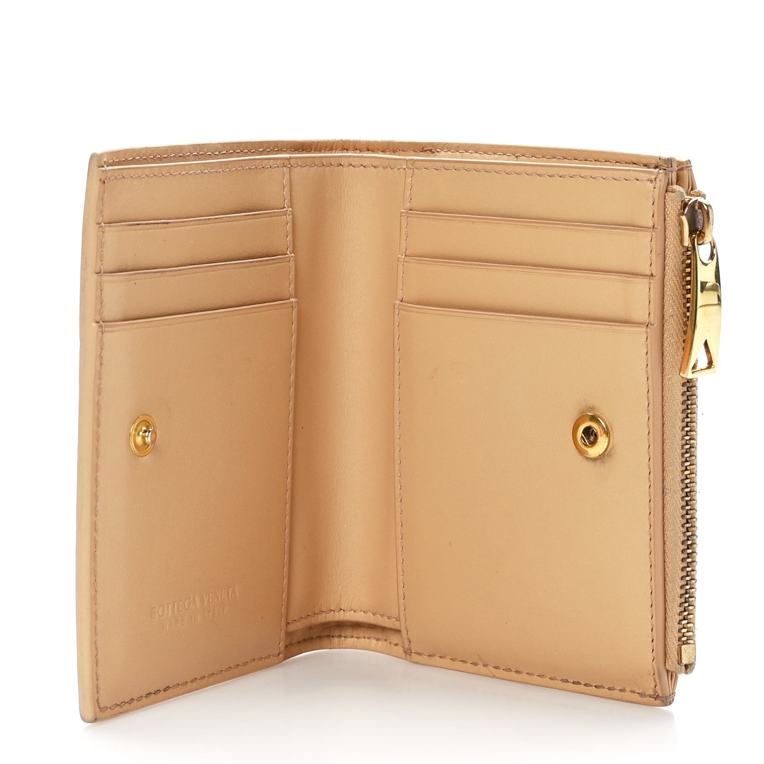 Bottega Veneta Nappa Maxi Intrecciato Small Bi-Fold Zip Wallet Porridge 5 of 8