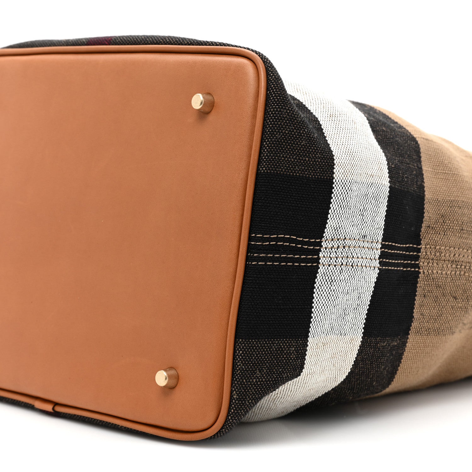 Burberry Grainy Calfskin Canvas Mega Check Medium Ashby Tassel Hobo Saddle Brown 10 of 13