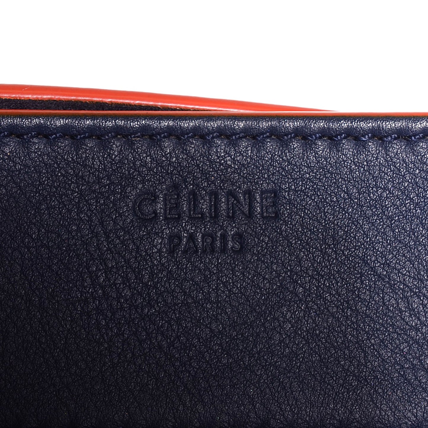 Supple Calfskin Large Phantom Luggage Navy Blue Orange Trim