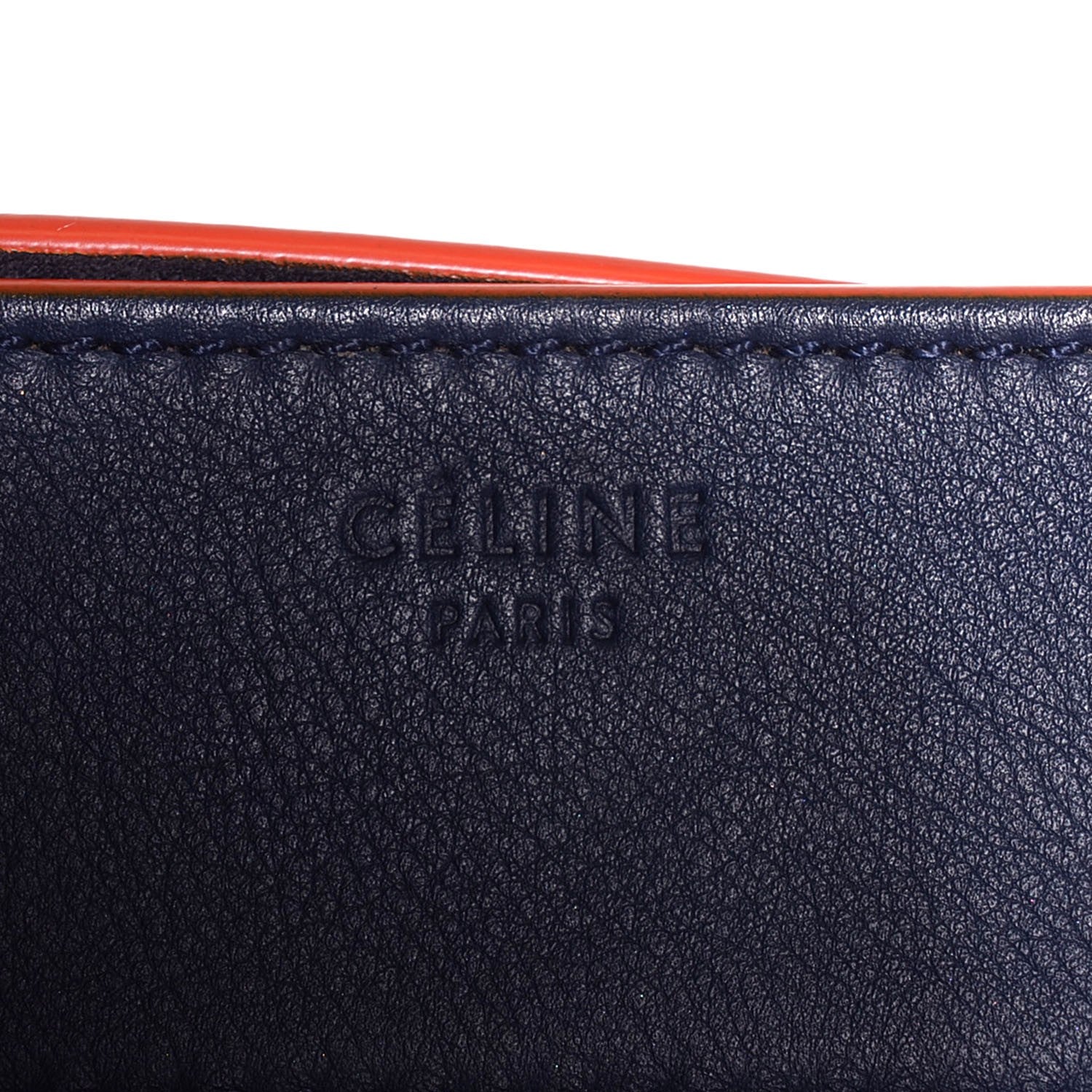 Celine Supple Calfskin Large Phantom Luggage Navy Blue Orange Trim 8 of 9