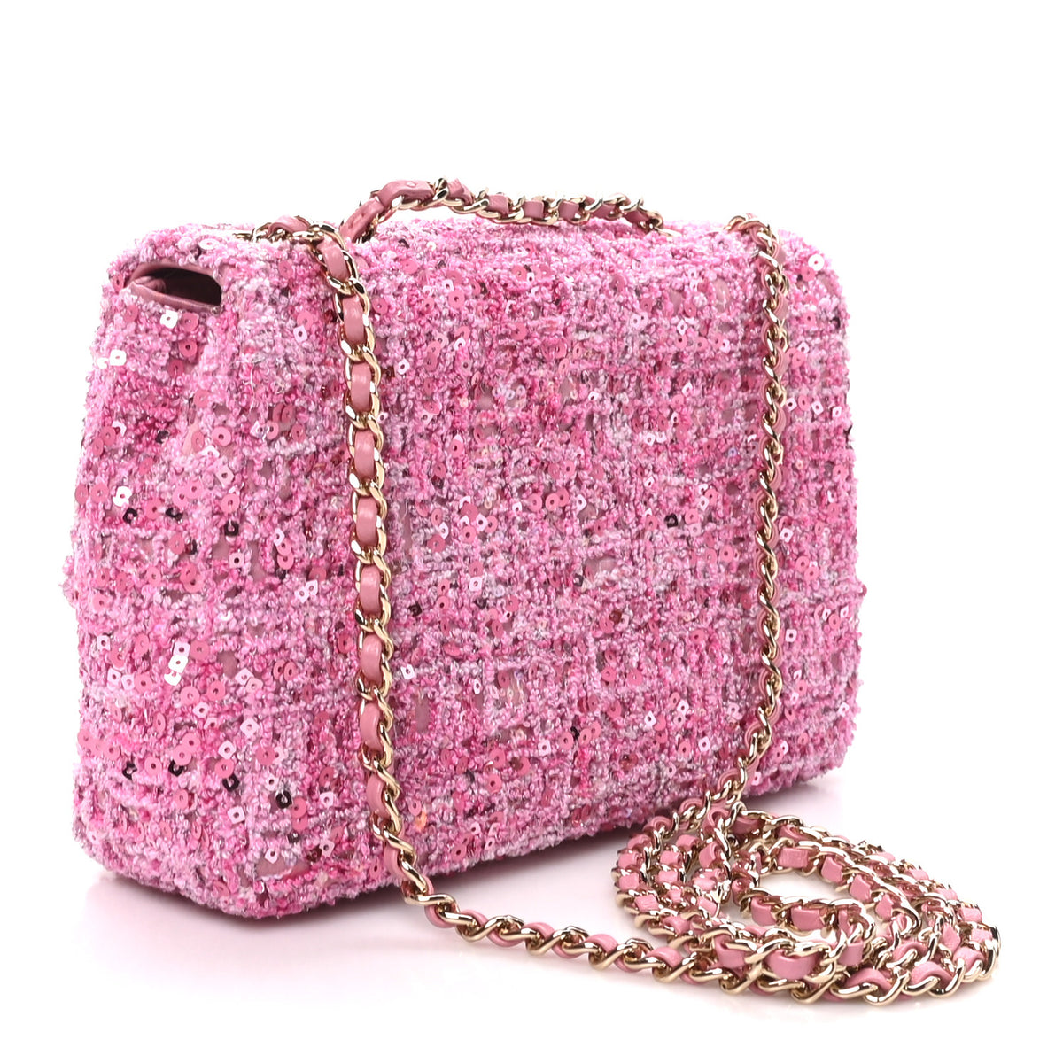 Chanel Sequin Small Single Flap Pink Dark Pink 3 of 11
