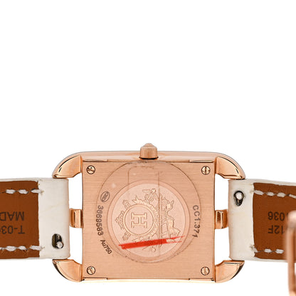 Hermes 18K Rose Gold Alligator Diamond Bezel 23mm Cape Cod Chaine d'Ancre Joaillier Double Tour Quartz Watch Blanc 4 of 5