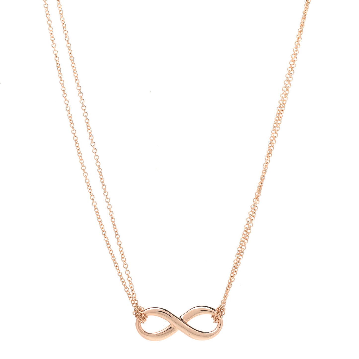 18K Rose Gold Infinity Double Chain Pendant Necklace