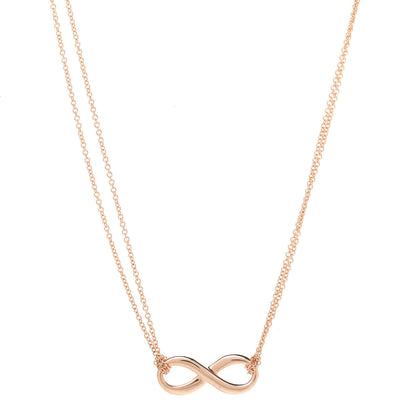 Tiffany 18K Rose Gold Infinity Double Chain Pendant Necklace 1 of 7