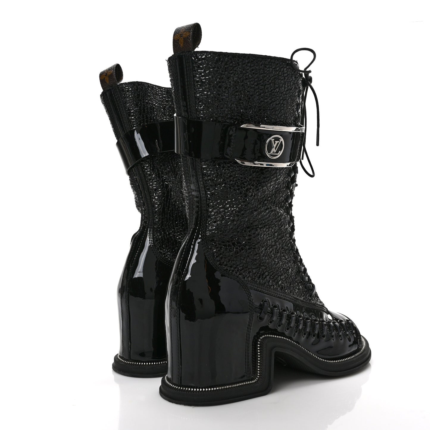 Patent Goatskin Monogram Moonlight Half Boots 39 Black