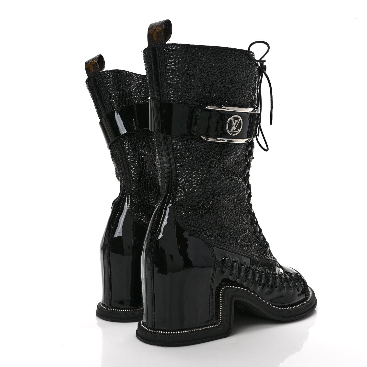 Louis Vuitton Patent Goatskin Monogram Moonlight Half Boots 39 Black 2 of 13