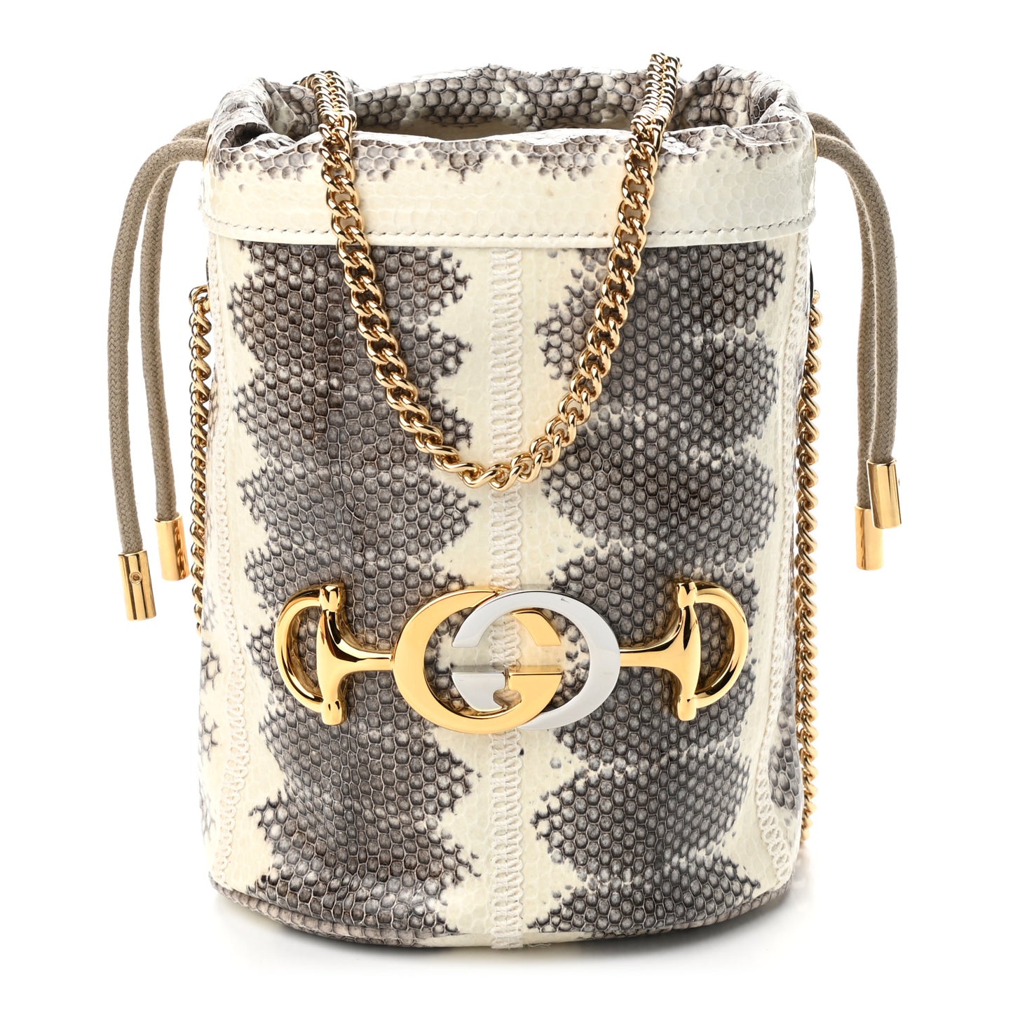 Snakeskin Mini Zumi Bucket Bag Grey