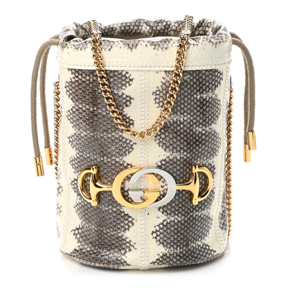 Gucci Snakeskin Mini Zumi Bucket Bag Grey 1 of 9