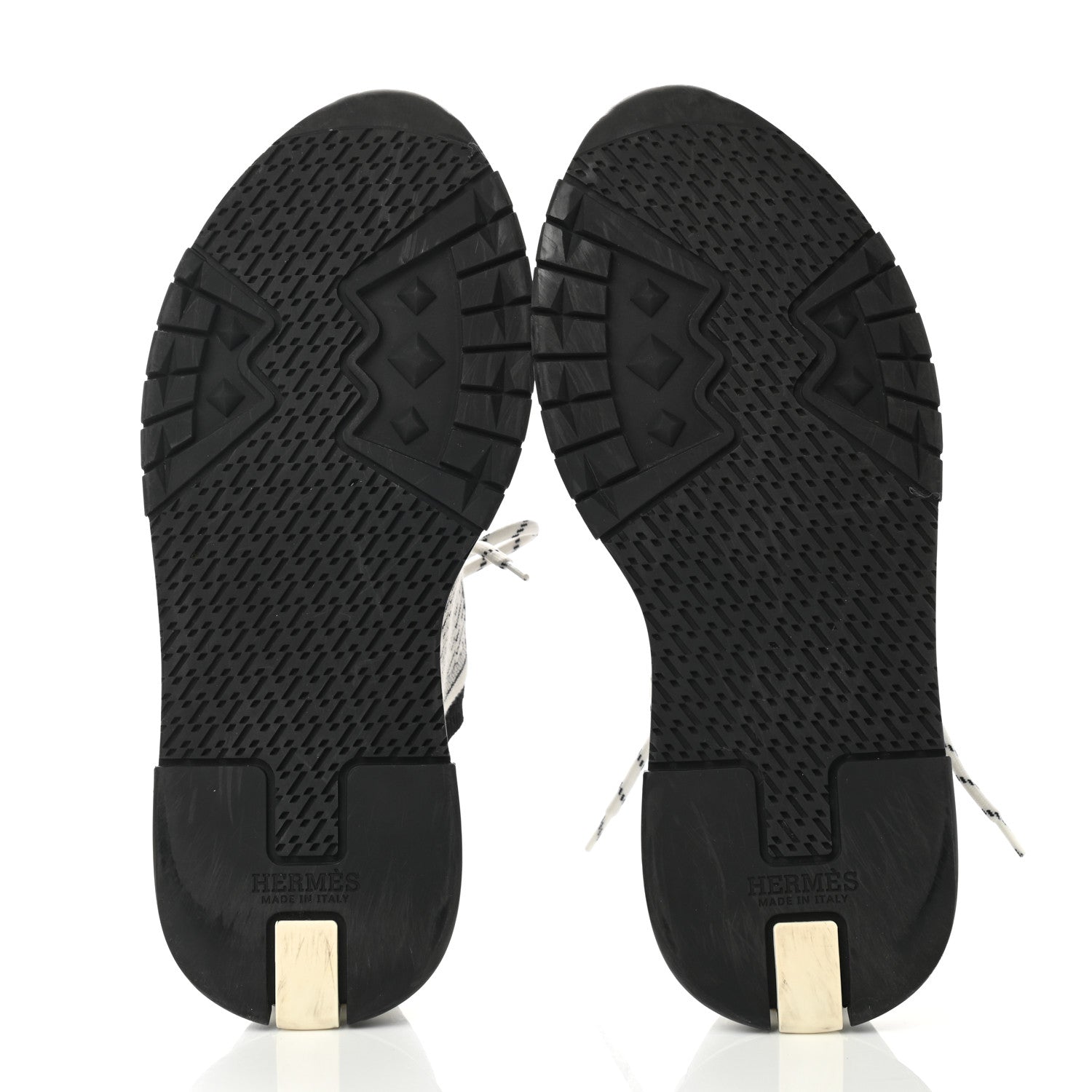 Hermes Knit Goatskin Mens Addict Sneakers 41 Black White 5 of 9