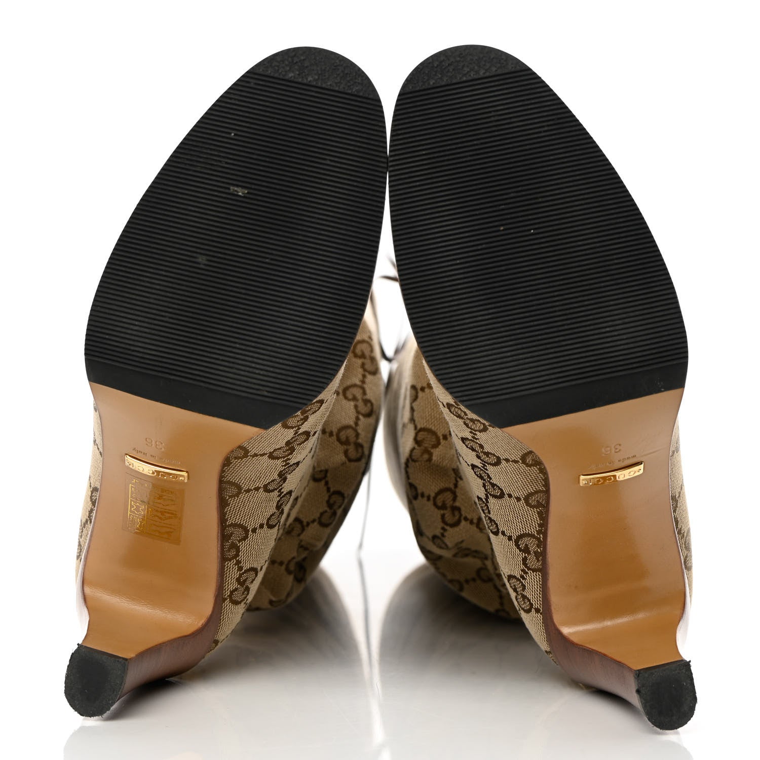 Gucci Monogram Lisa Mid Heel Boots 36 Beige Ebony 10 of 12