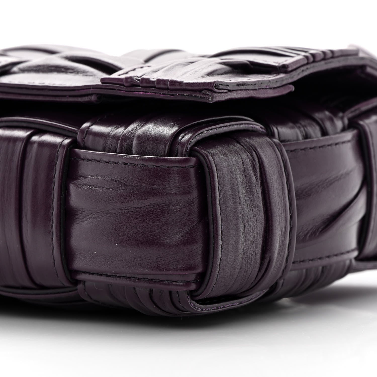 Bottega Veneta Calfskin Intreccio Plisse Cassette Crossbody Bag Dark Mystic 9 of 12