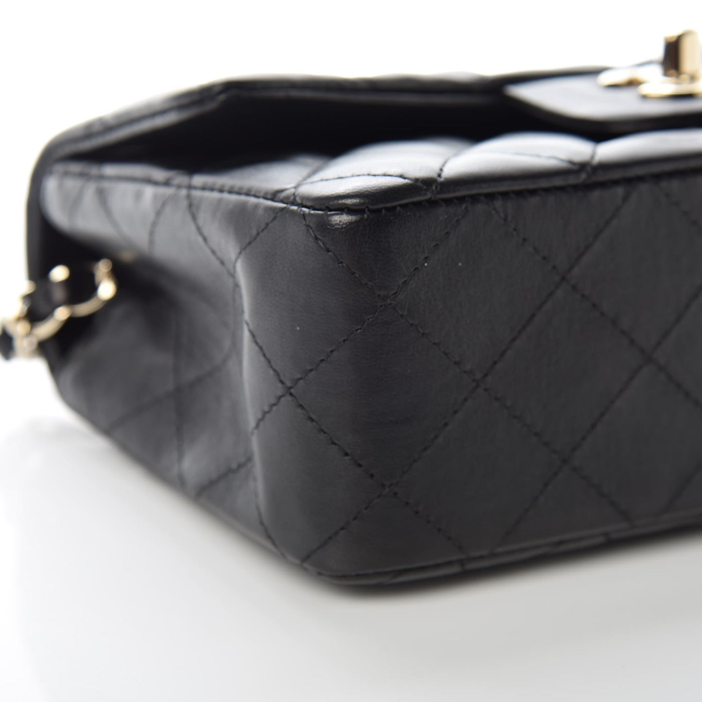 Lambskin Quilted Mini Rectangular Flap Black