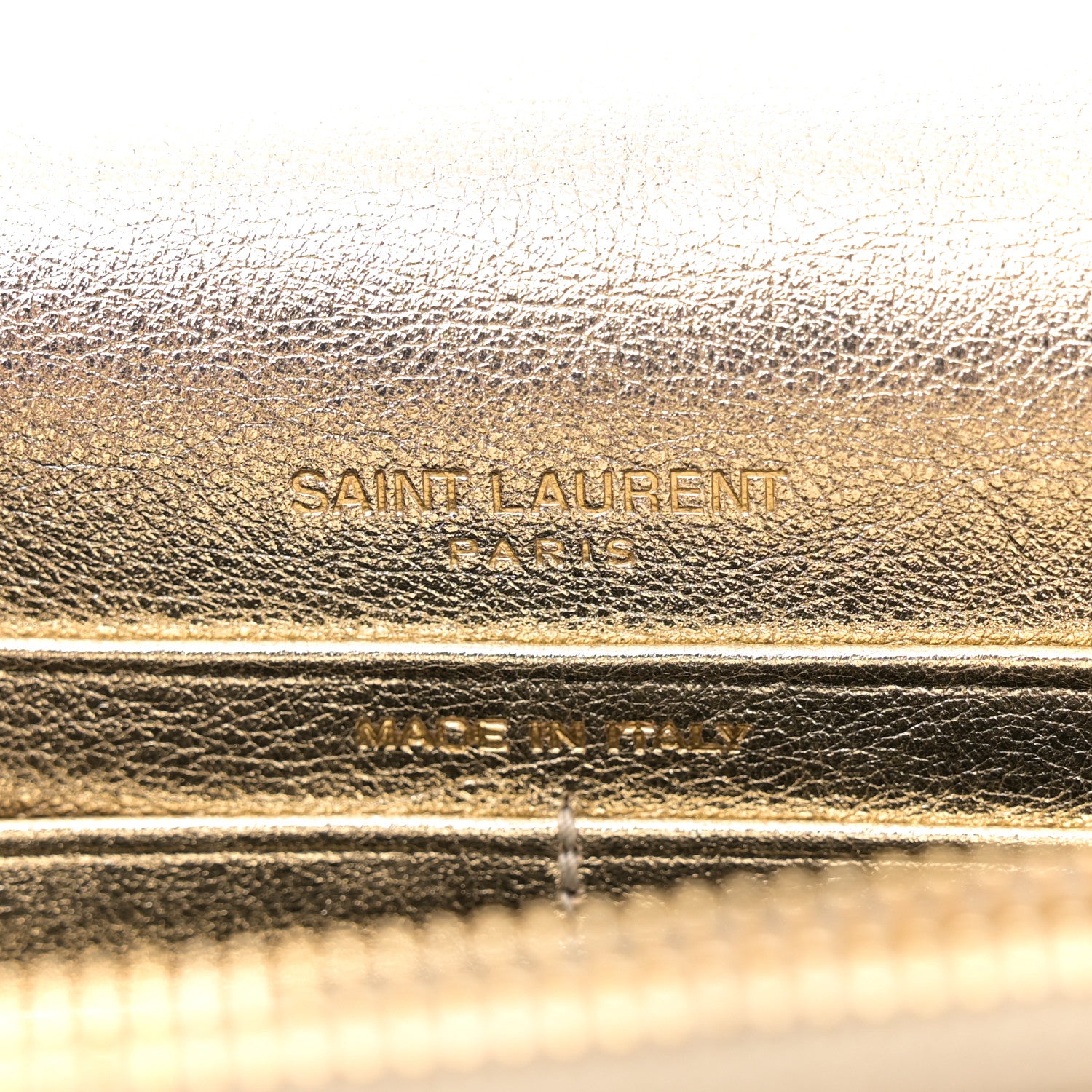 Saint Laurent Metallic Calfskin Monogram Envelope Chain Wallet Gold 6 of 13
