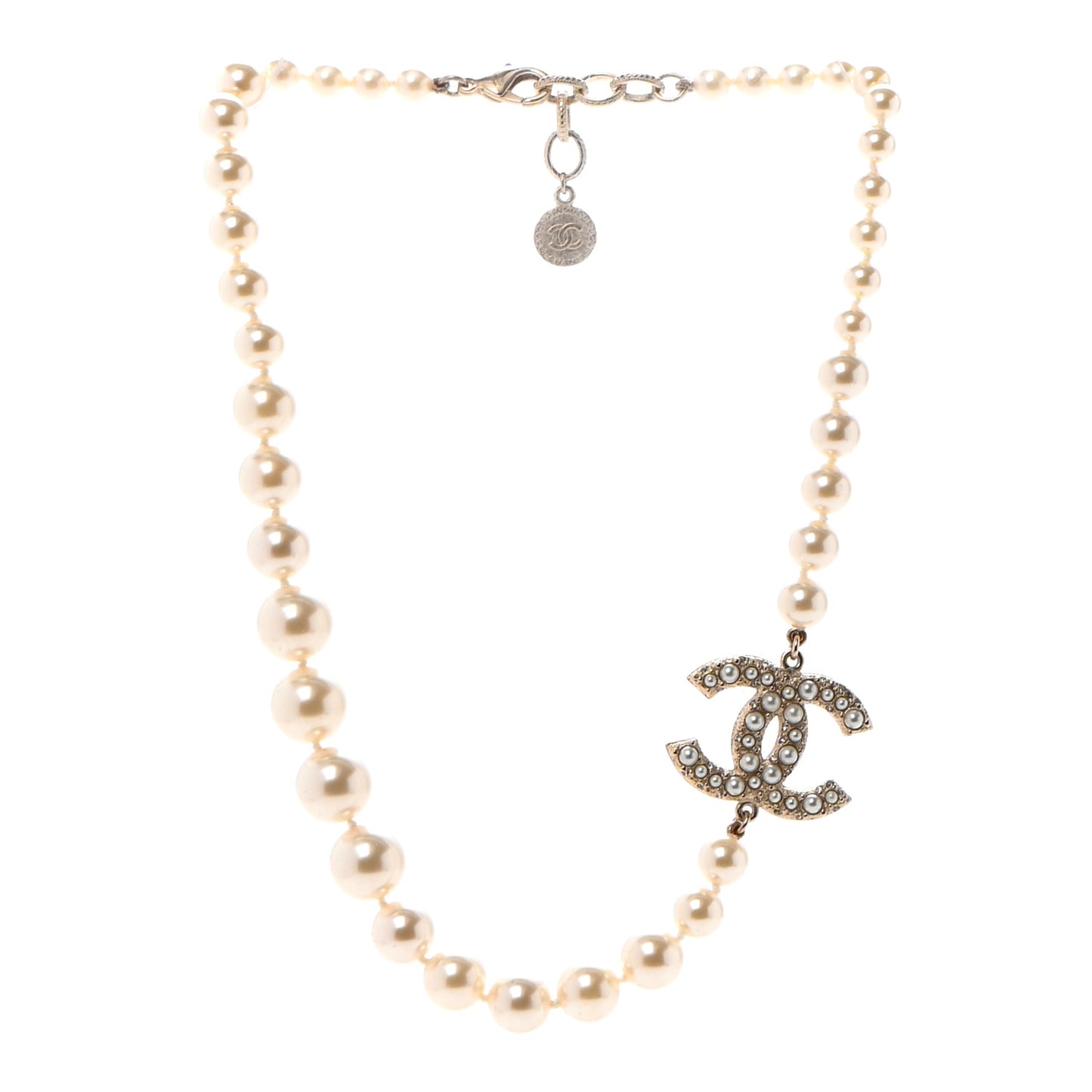 Pearl CC 100th Anniversary Necklace Light Gold
