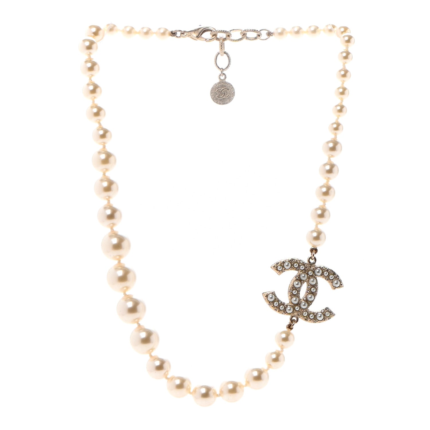 Chanel Pearl CC 100th Anniversary Necklace Light Gold 3 of 6