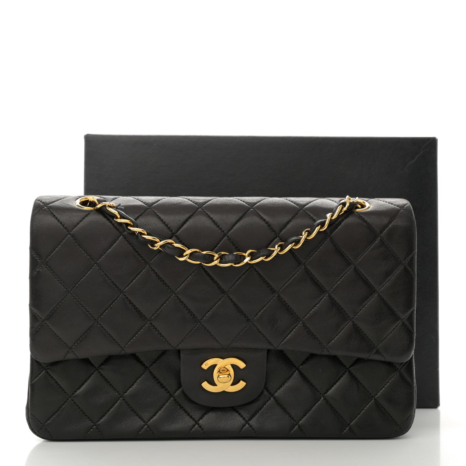 Chanel Lambskin Quilted Medium Double Flap Black 14 of 14