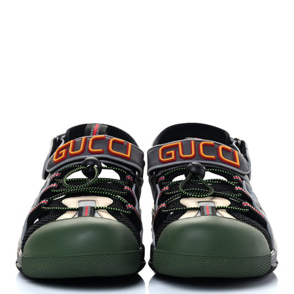 Gucci Mesh Fabric Mens Tinsel Sport Sandals 11 Black Silver Green 2 of 13
