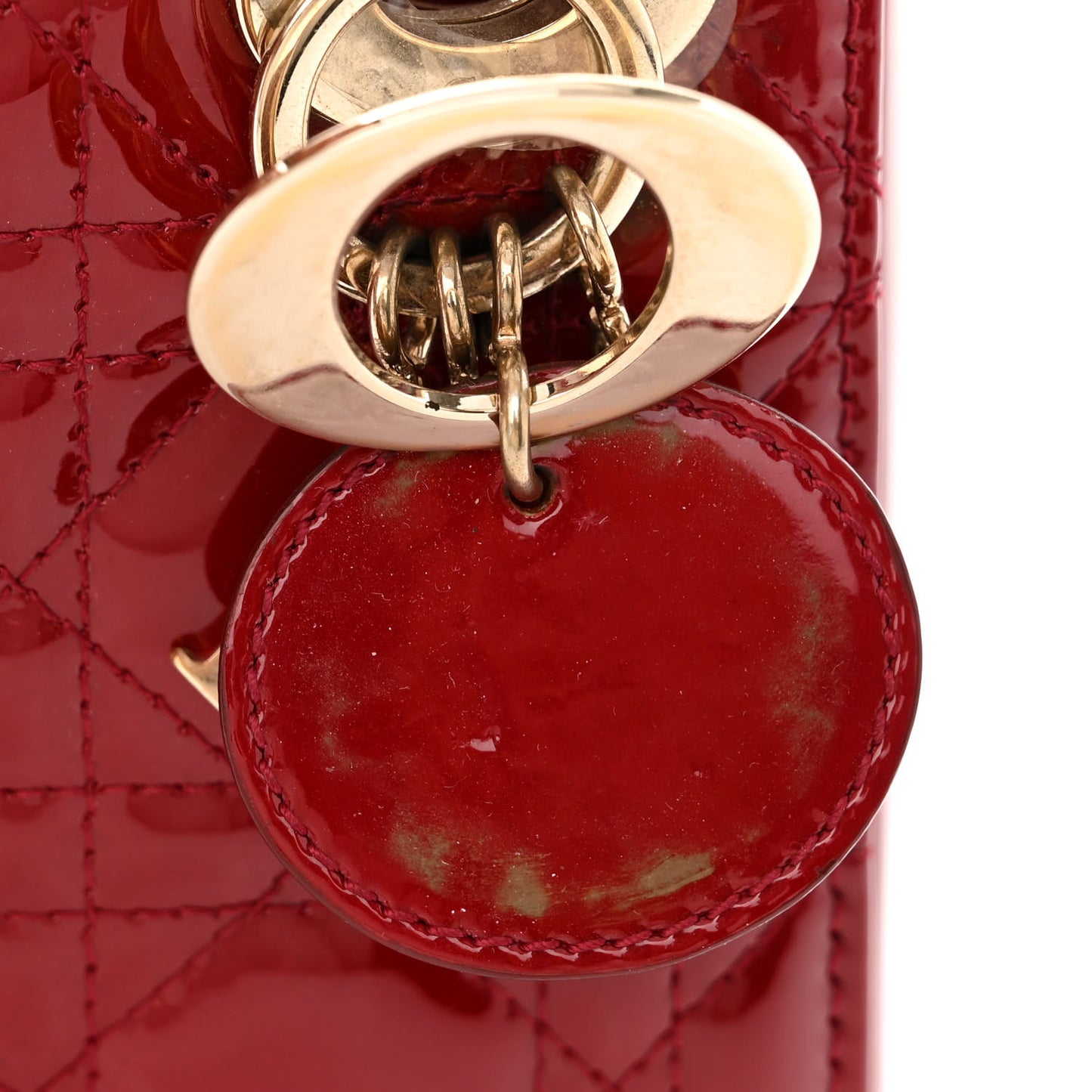 Patent Cannage Mini Lady Dior Red