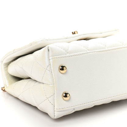 Chanel Iridescent Caviar Quilted Extra Mini Coco Handle Flap White 9 of 11