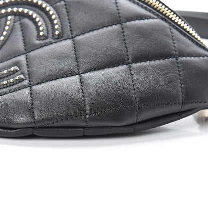 Chanel Lambskin Quilted Studded Waist Bag Fanny Pack Black 10 of 10