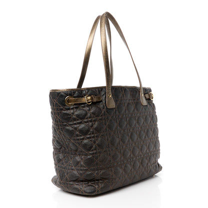 Christian Dior Coated Canvas Cannage Medium Panarea Tote Bronze 3 of 15