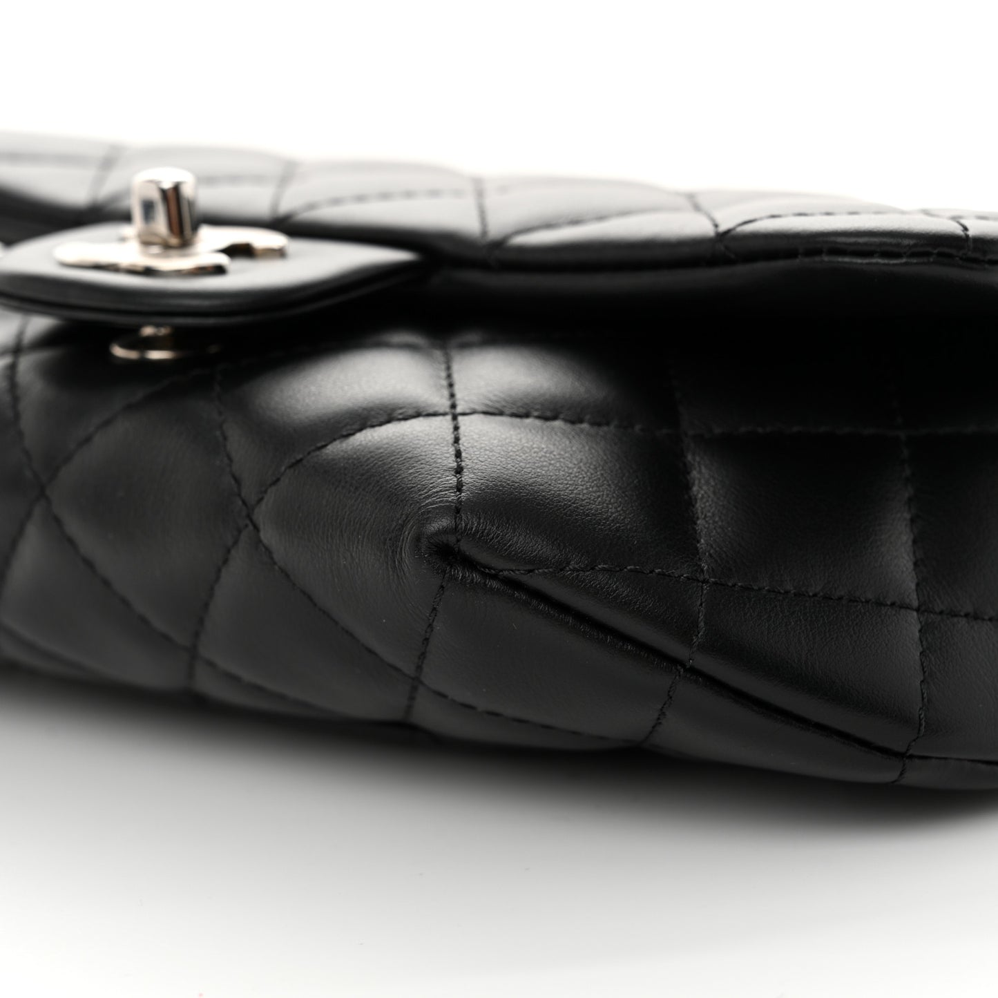 Calfskin Quilted CC Uniform Flap Belt Bag Black
