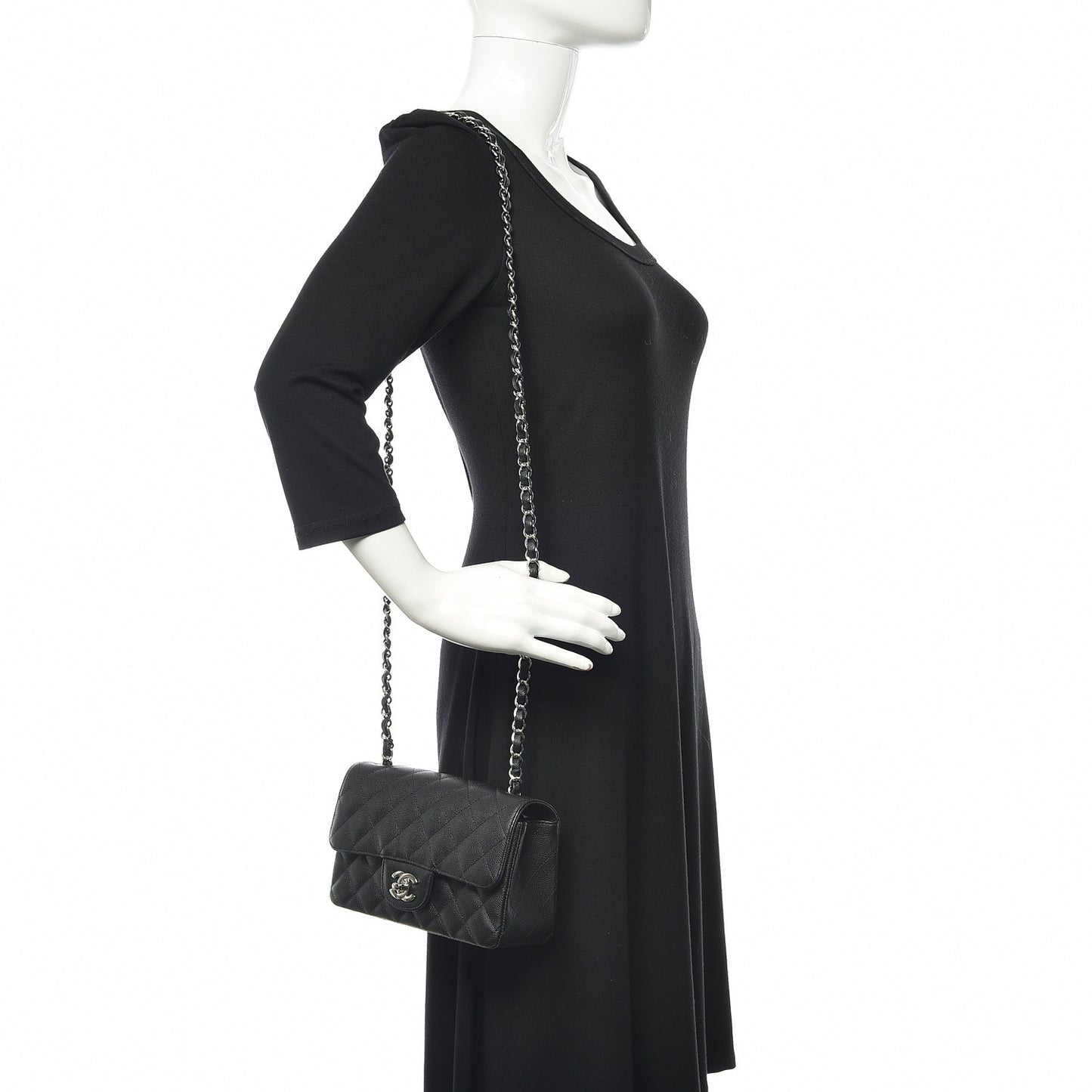 Caviar Quilted Mini Rectangular Flap Black
