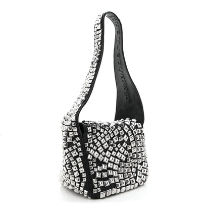 Alexander Wang Sheepskin Studded Small Spike Hobo Black 3 of 9