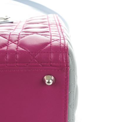 Christian Dior Lambskin Cannage Large Tri-Color Lady Dior Toxic Purple Grey Light Blue 7 of 12