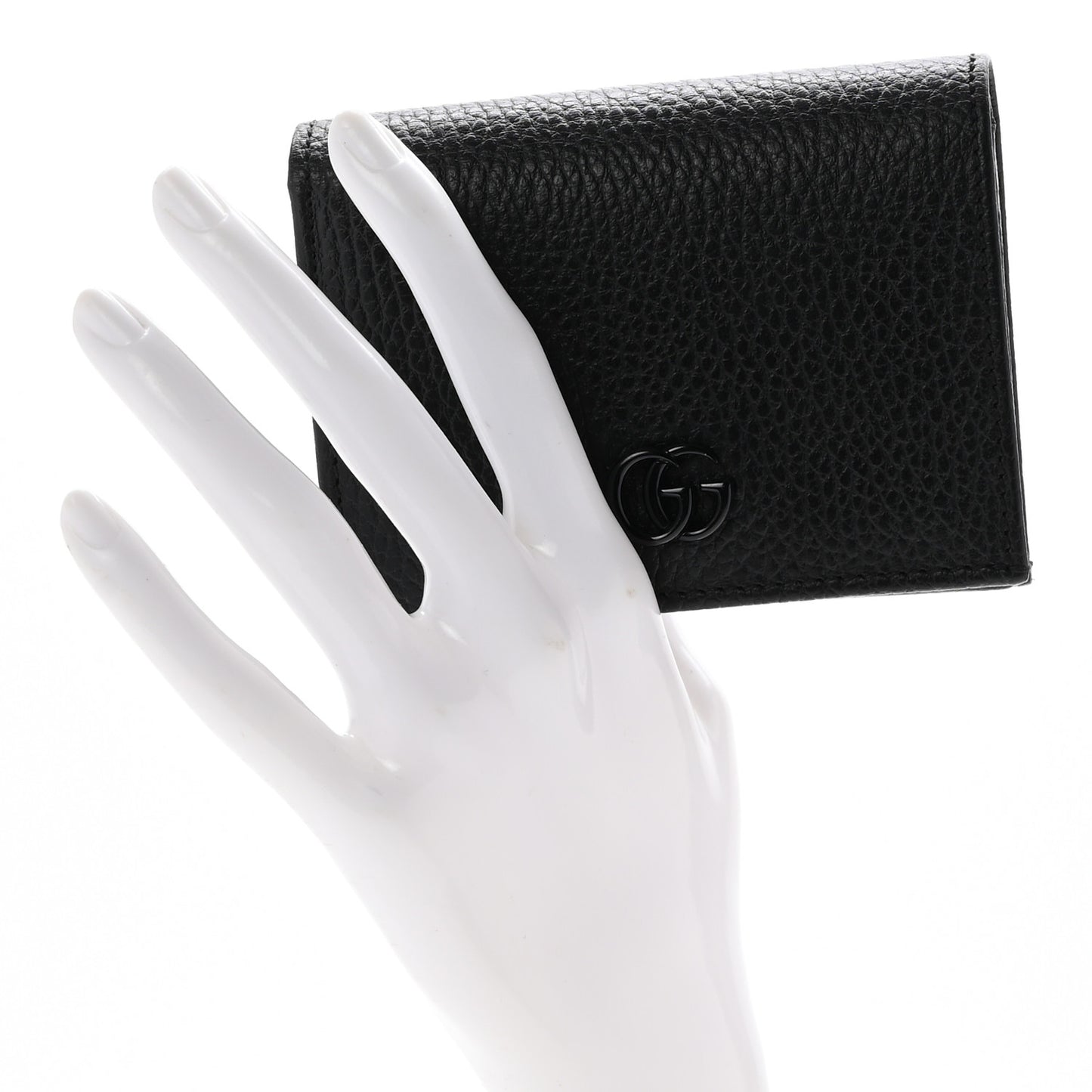 Dollar Calfskin Enamel Monochrome GG Marmont Card Case Black
