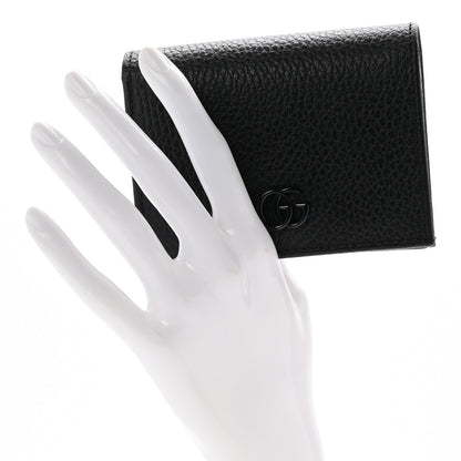 Gucci Dollar Calfskin Enamel Monochrome GG Marmont Card Case Black 2 of 11