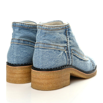 Chanel Denim Lace Up Boots 36.5 Light Blue 4 of 9