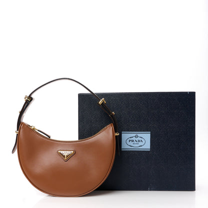 Prada Soft Calfskin Arque Shoulder Bag Cognac 3 of 11