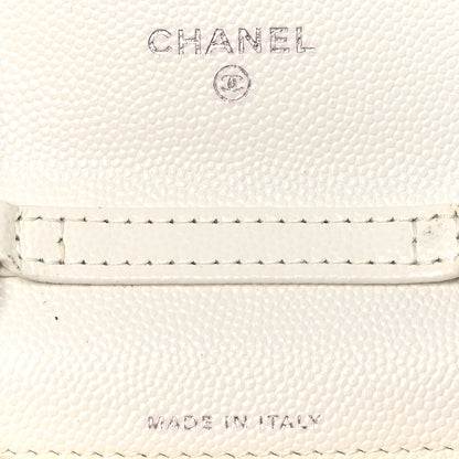 Chanel Caviar Quilted Enamel Coco Clutch With Chain White 10 of 24