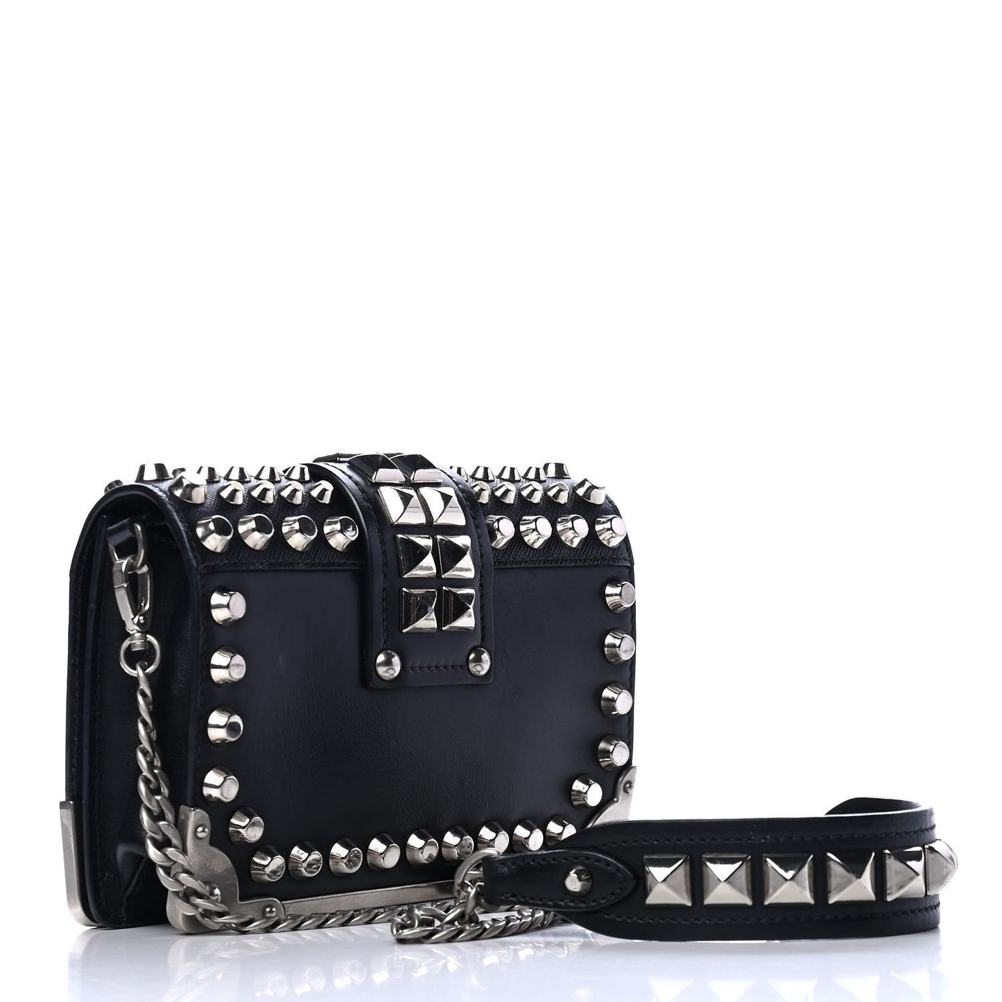 City Calf Saffiano Studded Small Cahier Bag Black