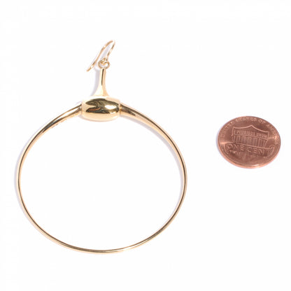Gucci 18K Yellow Gold Horsebit Drop Hoop Earrings 2 of 4