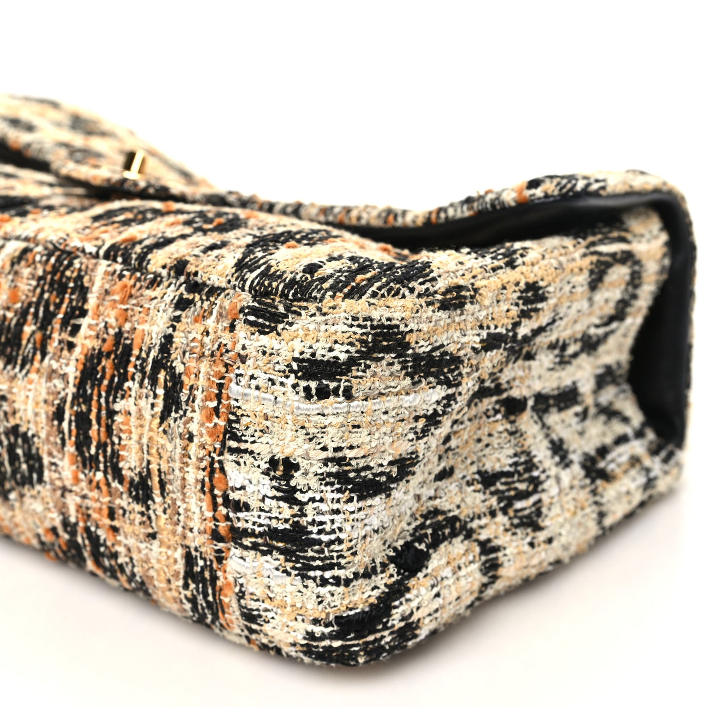 Tweed Mixed Fibers Leopard Print Small Souplissimo Maxi Flap Brown Black White