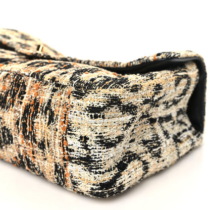 Chanel Tweed Mixed Fibers Leopard Print Small Souplissimo Maxi Flap Brown Black White 9 of 10