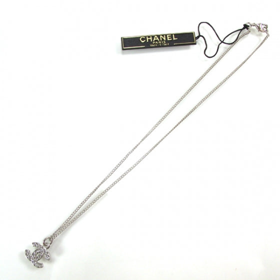 Chanel Crystal CC Necklace Silver 1 of 5