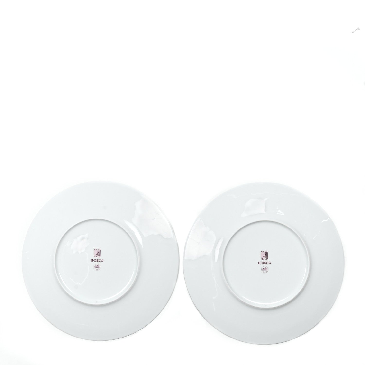 Hermes Porcelain H Deco Presentation Plate Set of 2 Rouge 2 of 6