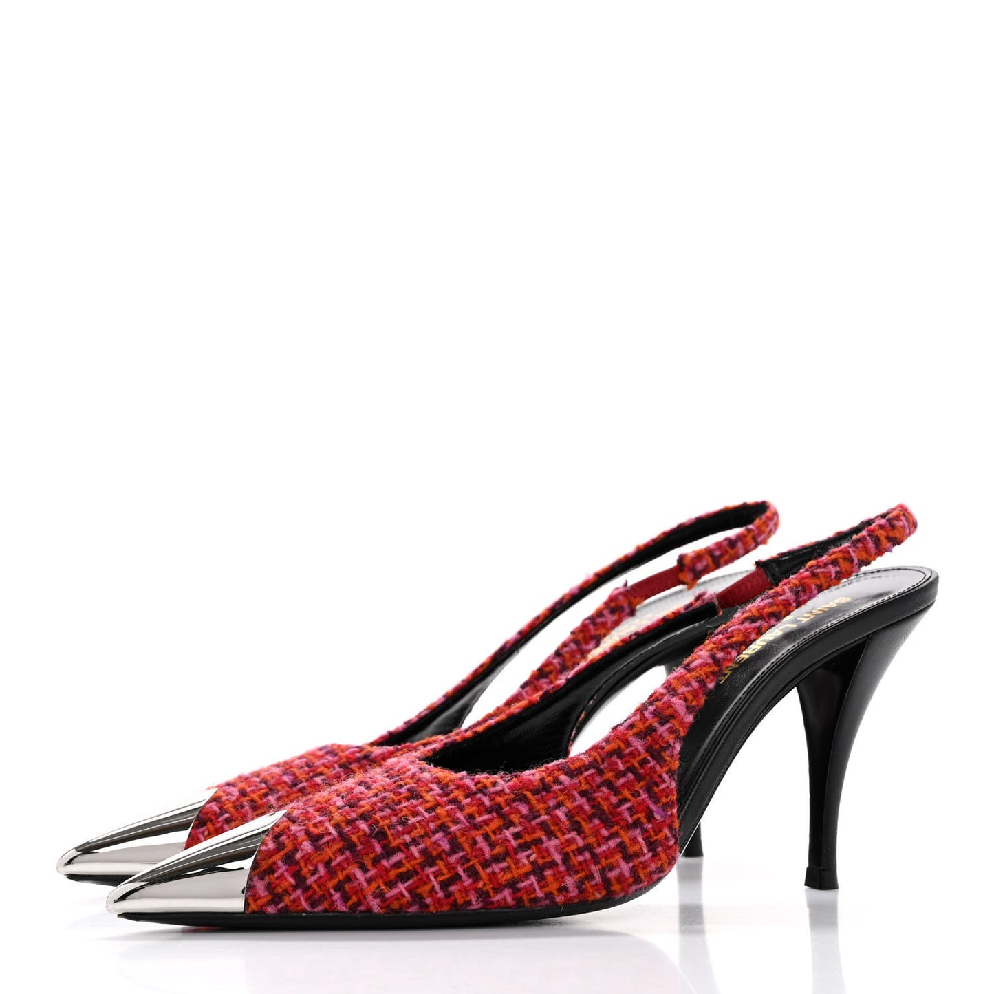 Tweed Cap Toe Vesper Slingback Pumps 37 Pink