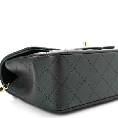 Chanel Iridescent Lambskin Quilted Mini Top Handle Rectangular Flap Dark Green 9 of 11
