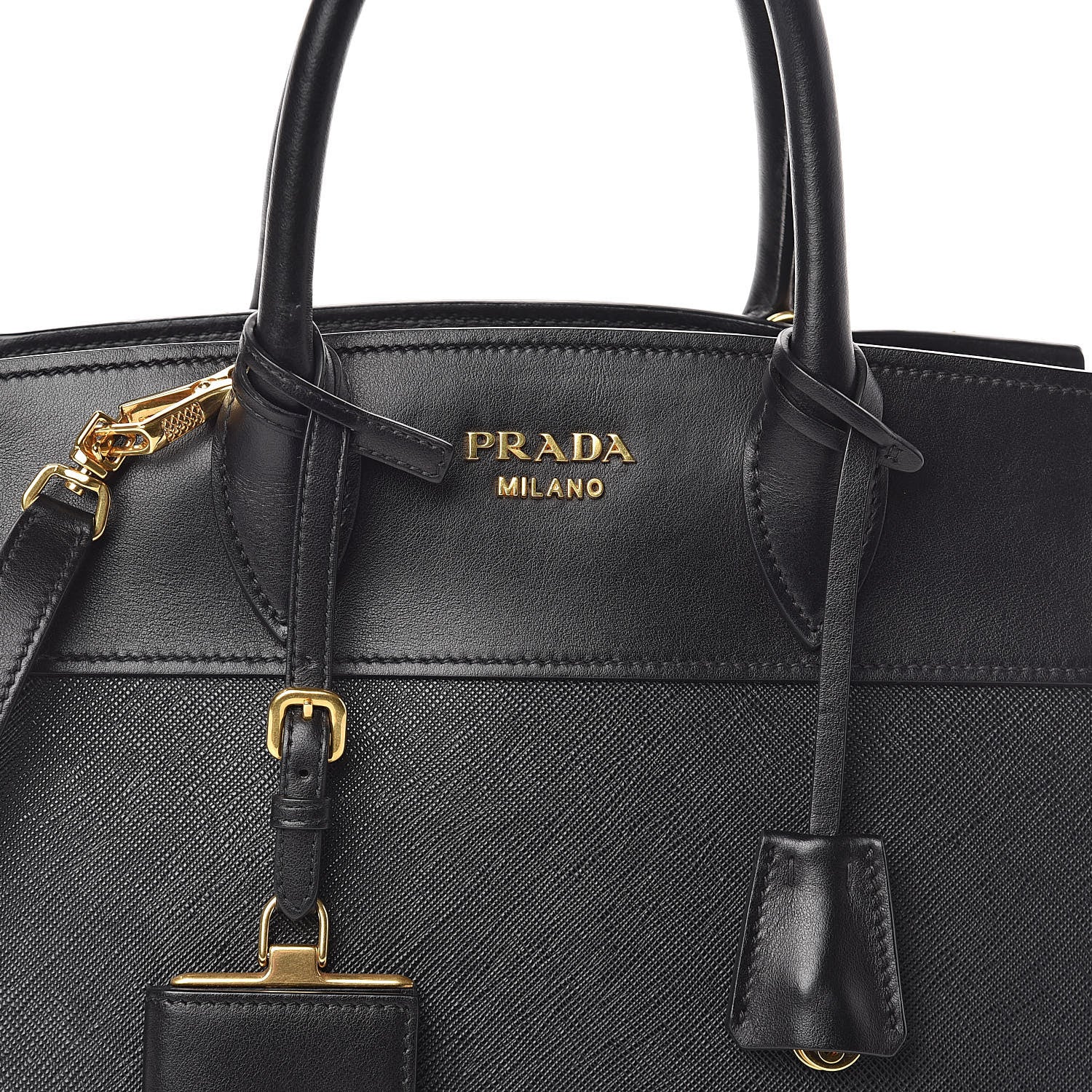 Prada Saffiano City Calfskin Small Esplanade Tote Black 7 of 9