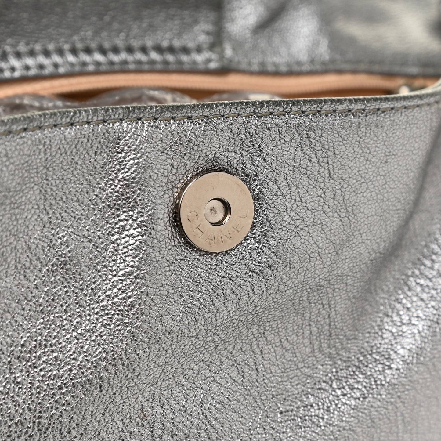 Metallic Deerskin Luxe Ligne Flap Silver